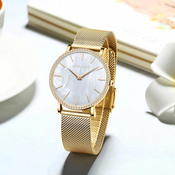 Luxury Elegant Women Watch Rhinestone Stainless Steel Fashion Japanese Quartz Movement Waterproof Ladies Wristwatches
